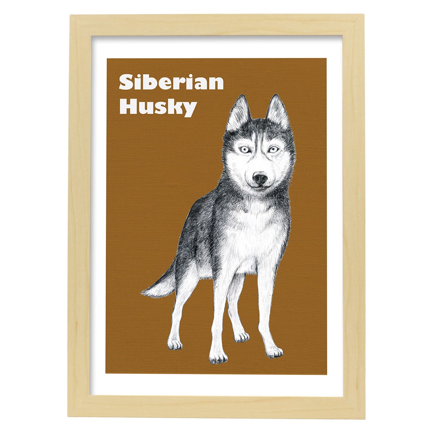 Poster de Siberiano. Lámina decorativa de perros.-Artwork-Nacnic-A4-Marco Madera clara-Nacnic Estudio SL