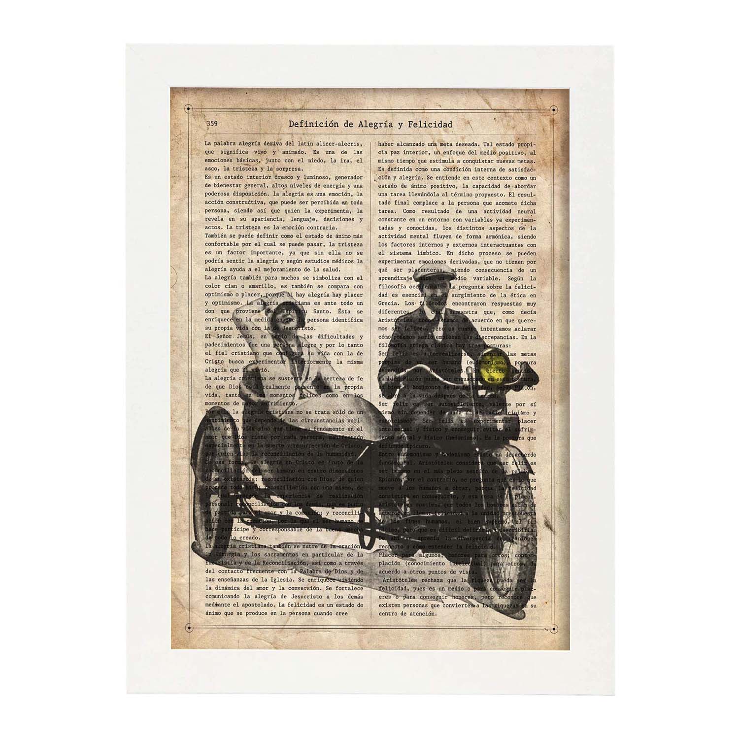 Poster de Sidecar. Láminas de vehículos con definiciones. Ilustraciones vintage de coches, motos, aviones, -Artwork-Nacnic-A3-Marco Blanco-Nacnic Estudio SL