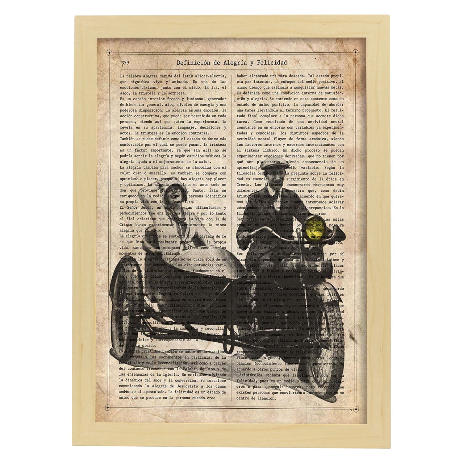 Poster de Sidecar. Láminas de vehículos con definiciones. Ilustraciones vintage de coches, motos, aviones, -Artwork-Nacnic-A3-Marco Madera clara-Nacnic Estudio SL