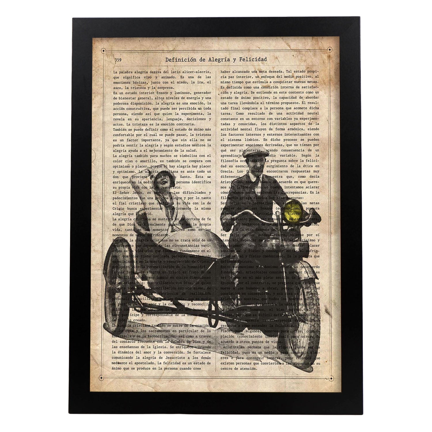 Poster de Sidecar. Láminas de vehículos con definiciones. Ilustraciones vintage de coches, motos, aviones, -Artwork-Nacnic-A3-Marco Negro-Nacnic Estudio SL