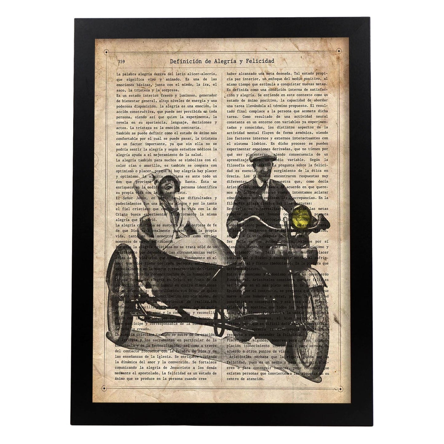 Poster de Sidecar. Láminas de vehículos con definiciones. Ilustraciones vintage de coches, motos, aviones, -Artwork-Nacnic-A4-Marco Negro-Nacnic Estudio SL