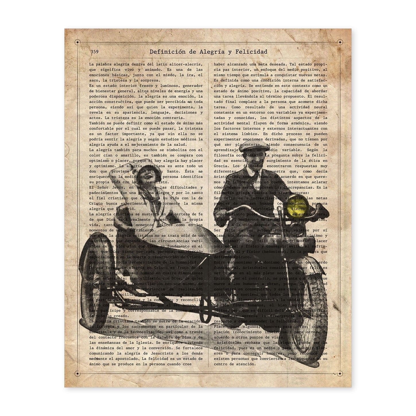 Poster de Sidecar. Láminas de vehículos con definiciones. Ilustraciones vintage de coches, motos, aviones, -Artwork-Nacnic-A4-Sin marco-Nacnic Estudio SL