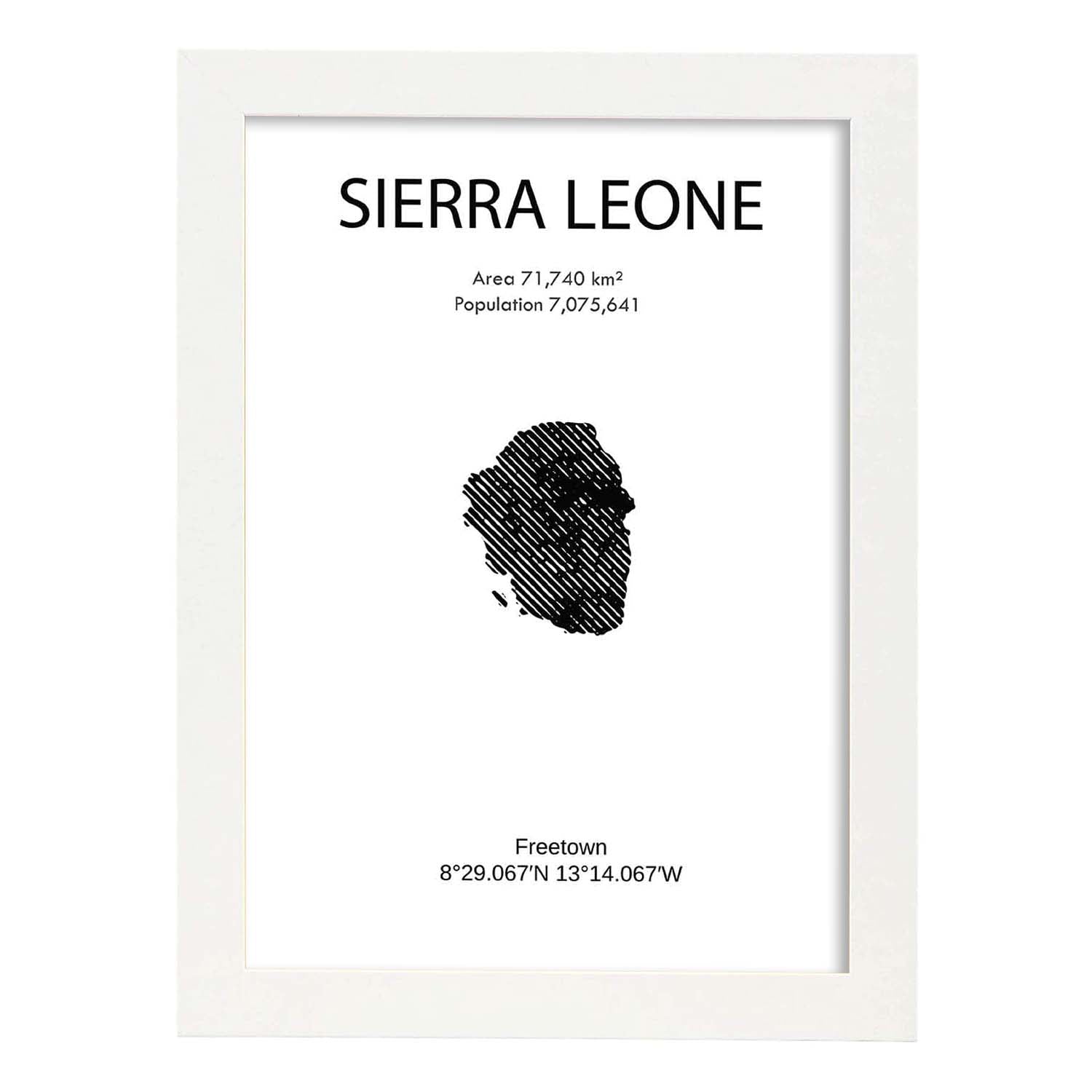 Poster de Sierra Leona. Láminas de paises y continentes del mundo.-Artwork-Nacnic-A3-Marco Blanco-Nacnic Estudio SL