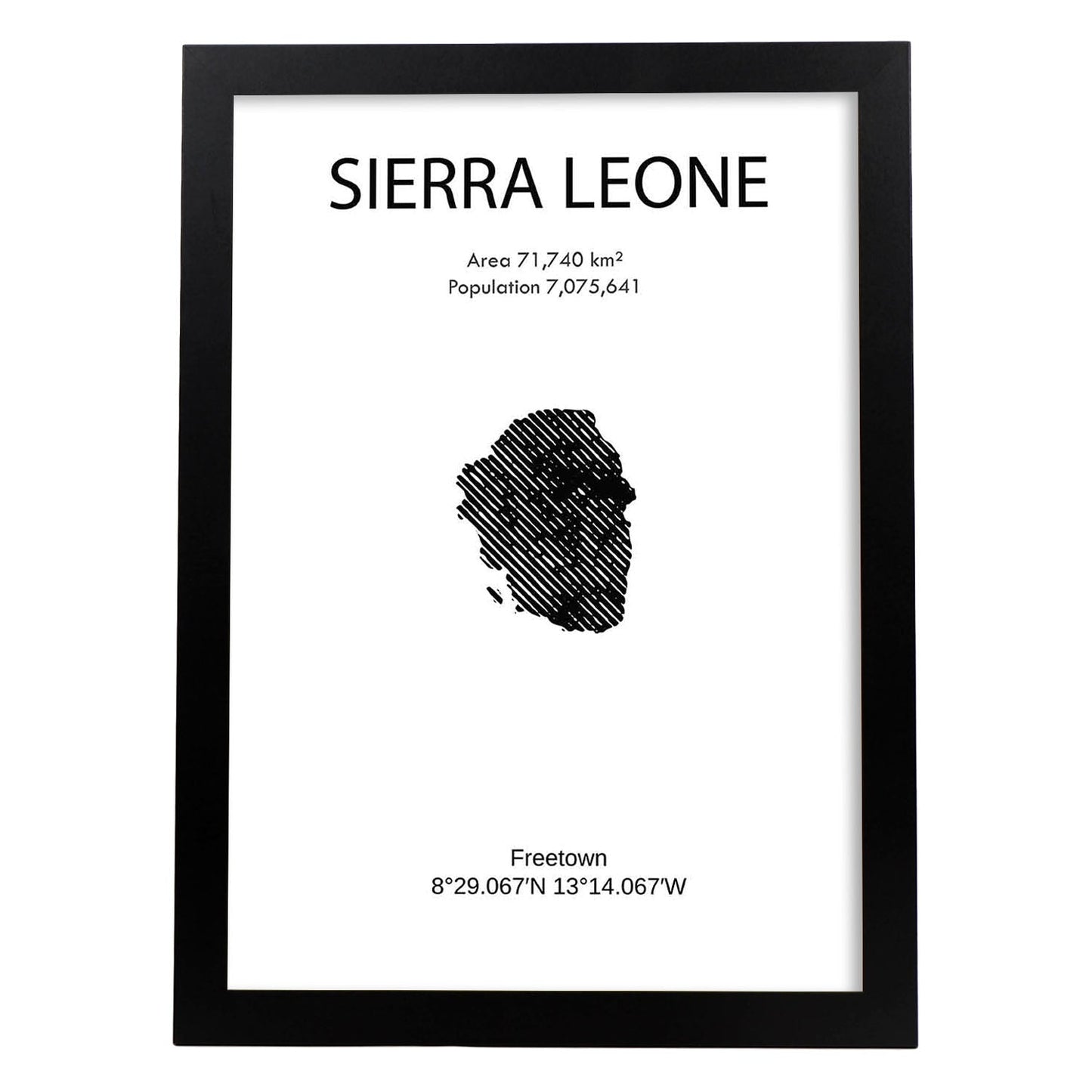 Poster de Sierra Leona. Láminas de paises y continentes del mundo.-Artwork-Nacnic-A3-Marco Negro-Nacnic Estudio SL
