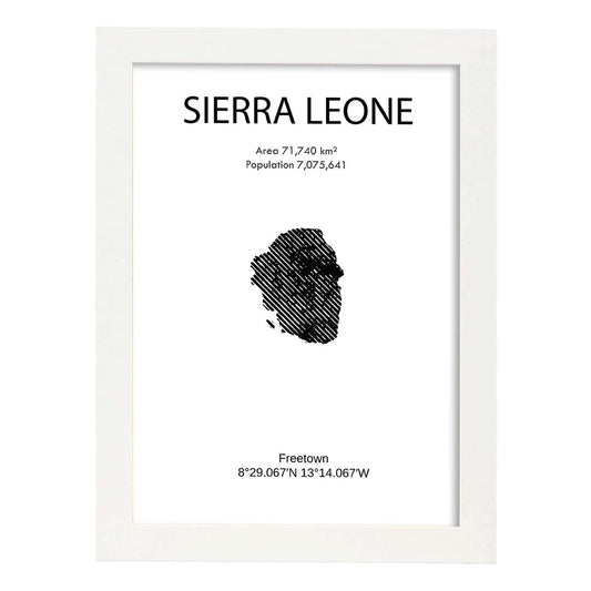 Poster de Sierra Leona. Láminas de paises y continentes del mundo.-Artwork-Nacnic-A4-Marco Blanco-Nacnic Estudio SL