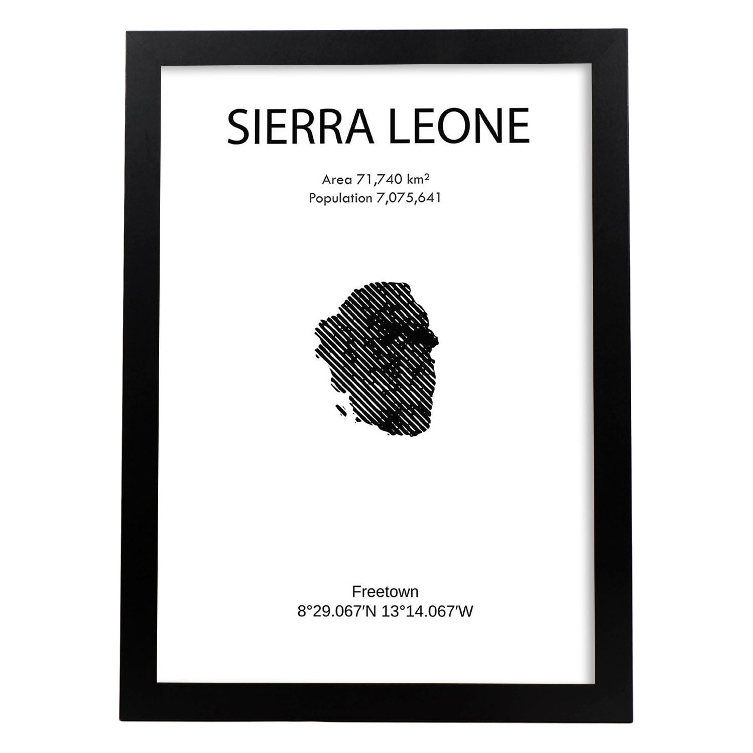 Poster de Sierra Leona. Láminas de paises y continentes del mundo.-Artwork-Nacnic-A4-Marco Negro-Nacnic Estudio SL