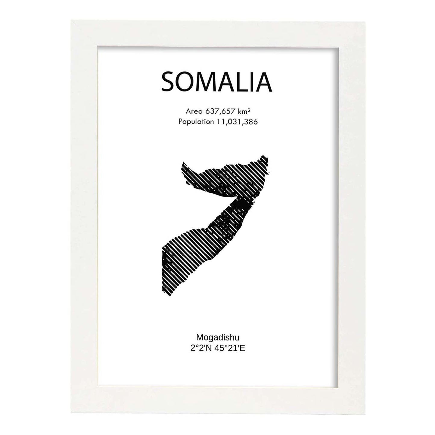Poster de Somalia. Láminas de paises y continentes del mundo.-Artwork-Nacnic-A3-Marco Blanco-Nacnic Estudio SL