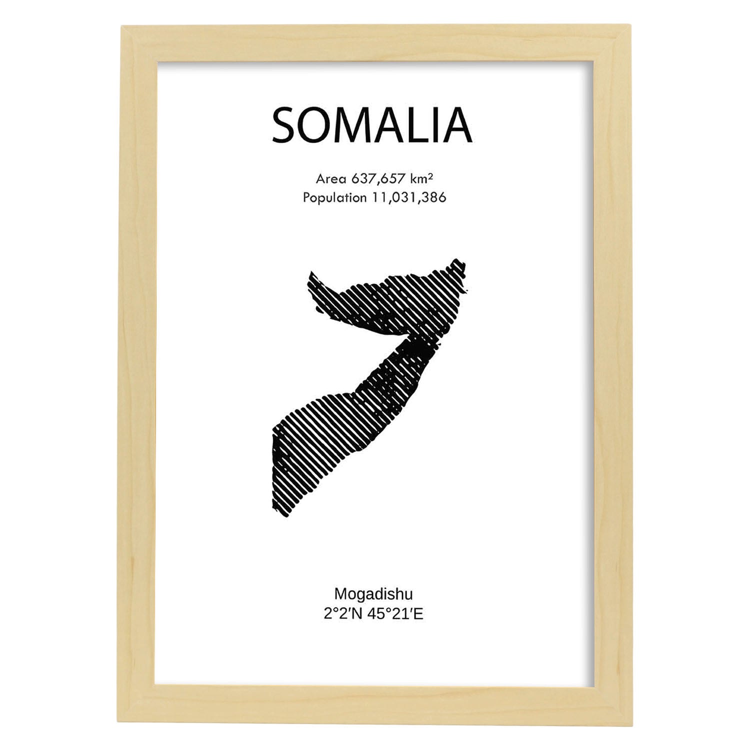 Poster de Somalia. Láminas de paises y continentes del mundo.-Artwork-Nacnic-A3-Marco Madera clara-Nacnic Estudio SL