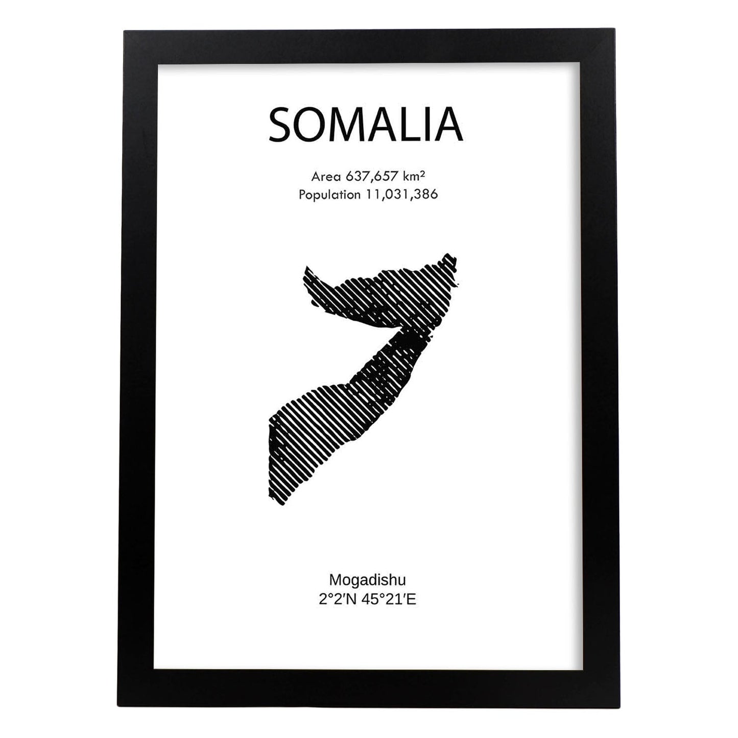Poster de Somalia. Láminas de paises y continentes del mundo.-Artwork-Nacnic-A3-Marco Negro-Nacnic Estudio SL