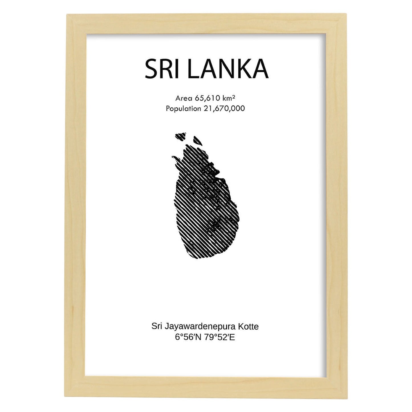 Poster de Sri Lanka. Láminas de paises y continentes del mundo.-Artwork-Nacnic-A3-Marco Madera clara-Nacnic Estudio SL