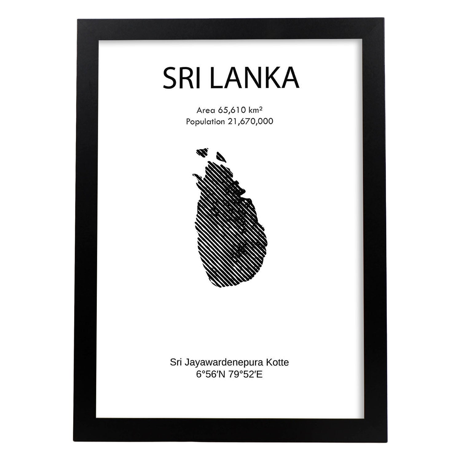 Poster de Sri Lanka. Láminas de paises y continentes del mundo.-Artwork-Nacnic-A3-Marco Negro-Nacnic Estudio SL