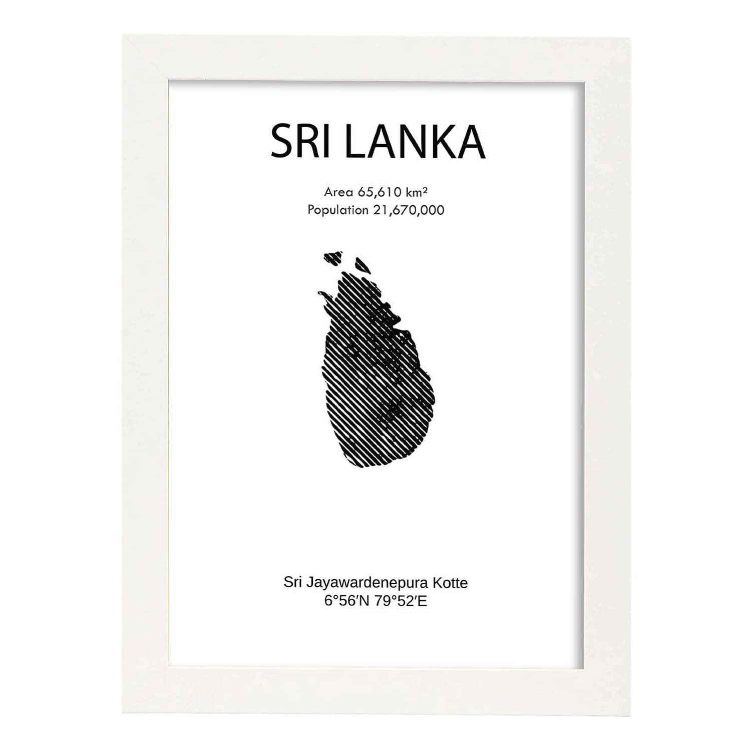 Poster de Sri Lanka. Láminas de paises y continentes del mundo.-Artwork-Nacnic-A4-Marco Blanco-Nacnic Estudio SL