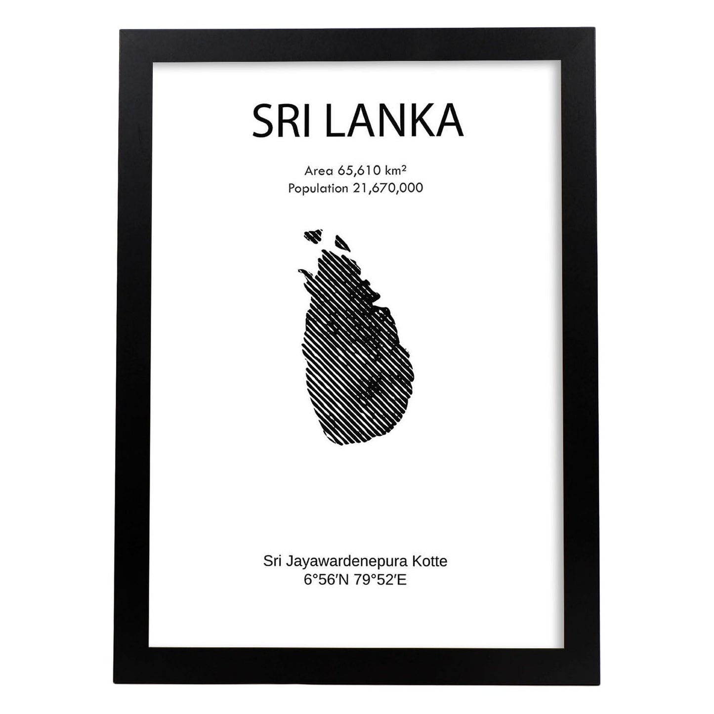 Poster de Sri Lanka. Láminas de paises y continentes del mundo.-Artwork-Nacnic-A4-Marco Negro-Nacnic Estudio SL