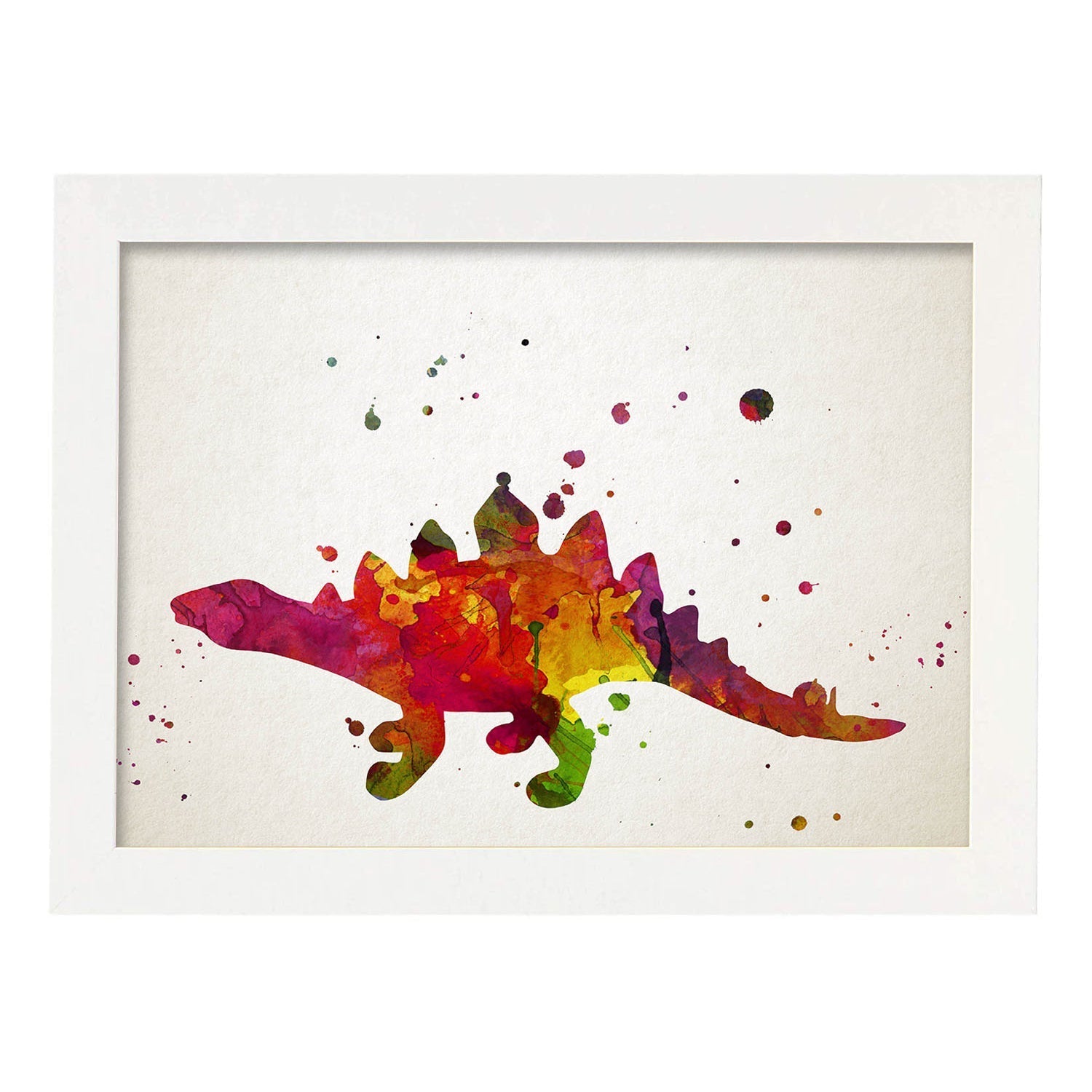 Poster de Stegosaurus estilo acuarela. Láminas de animales con estilo acuarela-Artwork-Nacnic-A3-Marco Blanco-Nacnic Estudio SL