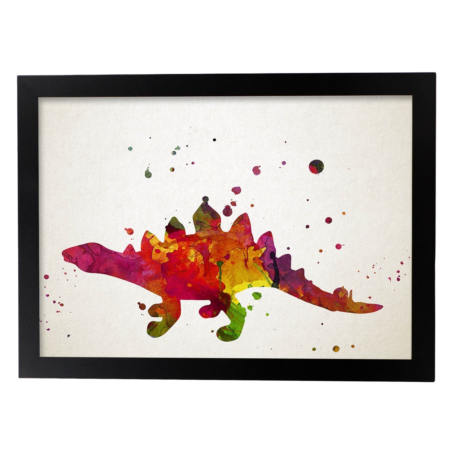 Poster de Stegosaurus estilo acuarela. Láminas de animales con estilo acuarela-Artwork-Nacnic-A3-Marco Negro-Nacnic Estudio SL