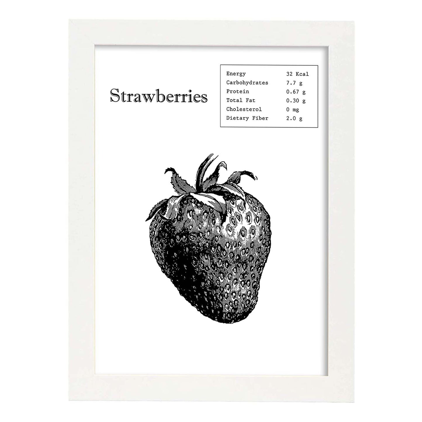 Poster de Strawberries. Láminas de frutas y verduras en inglés.-Artwork-Nacnic-A3-Marco Blanco-Nacnic Estudio SL