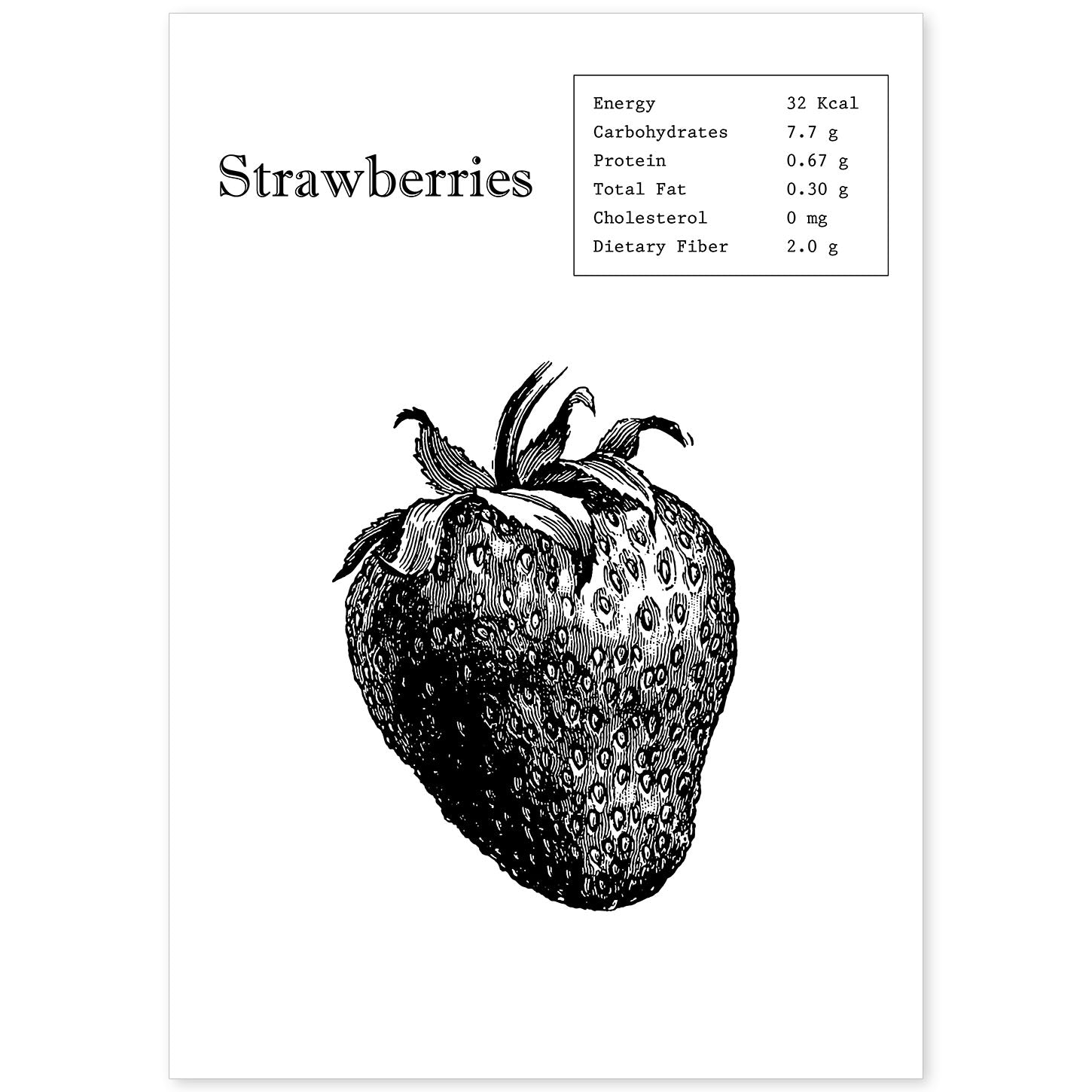 Poster de Strawberries. Láminas de frutas y verduras en inglés.-Artwork-Nacnic-A4-Sin marco-Nacnic Estudio SL