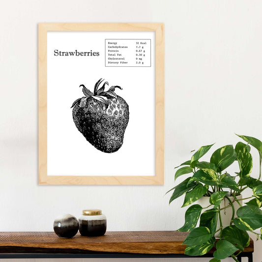 Poster de Strawberries. Láminas de frutas y verduras en inglés.-Artwork-Nacnic-Nacnic Estudio SL