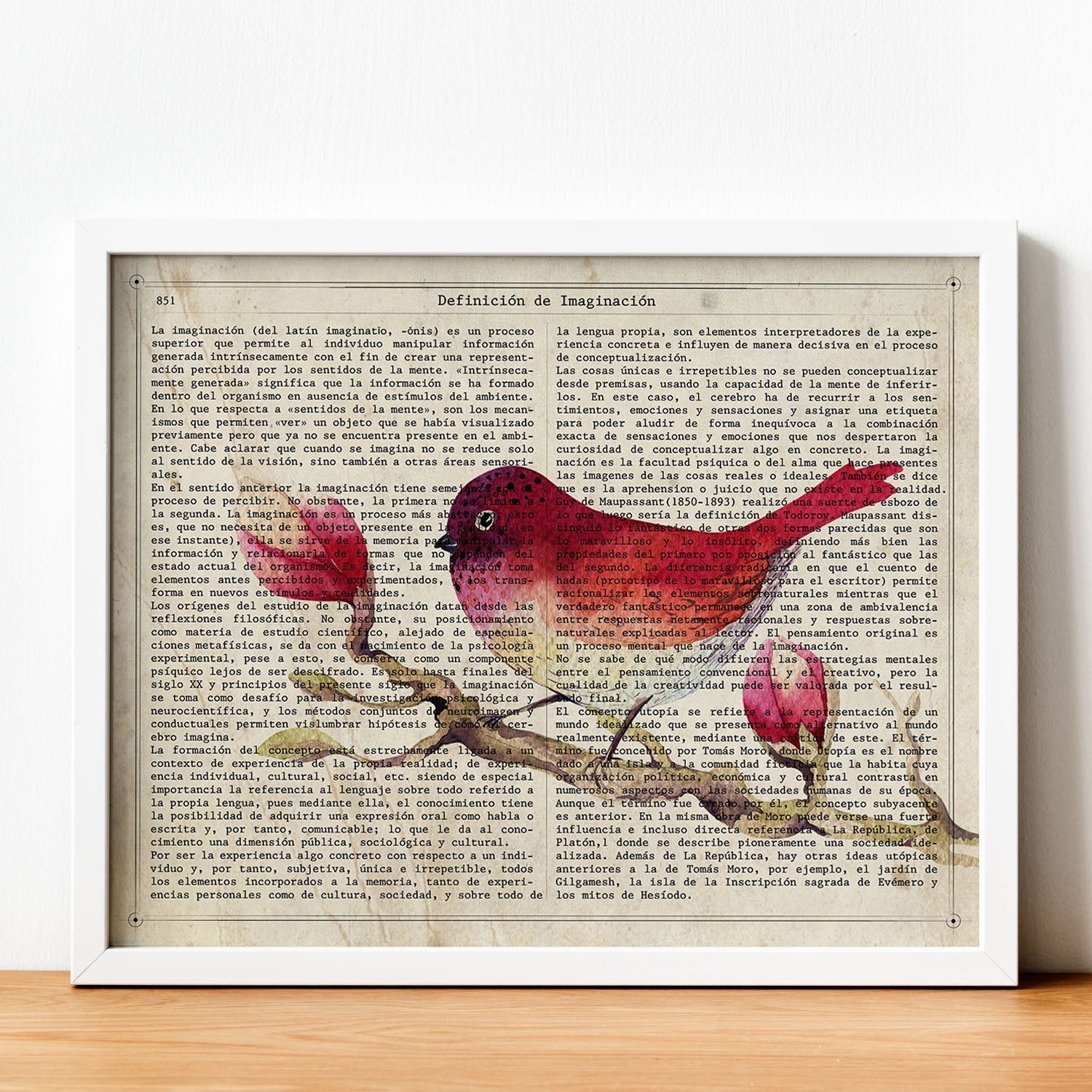 Poster de Strawberry Bird con definición. Láminas de animales con texto y definición. Diseño de interiores basado en animales.-Artwork-Nacnic-Nacnic Estudio SL