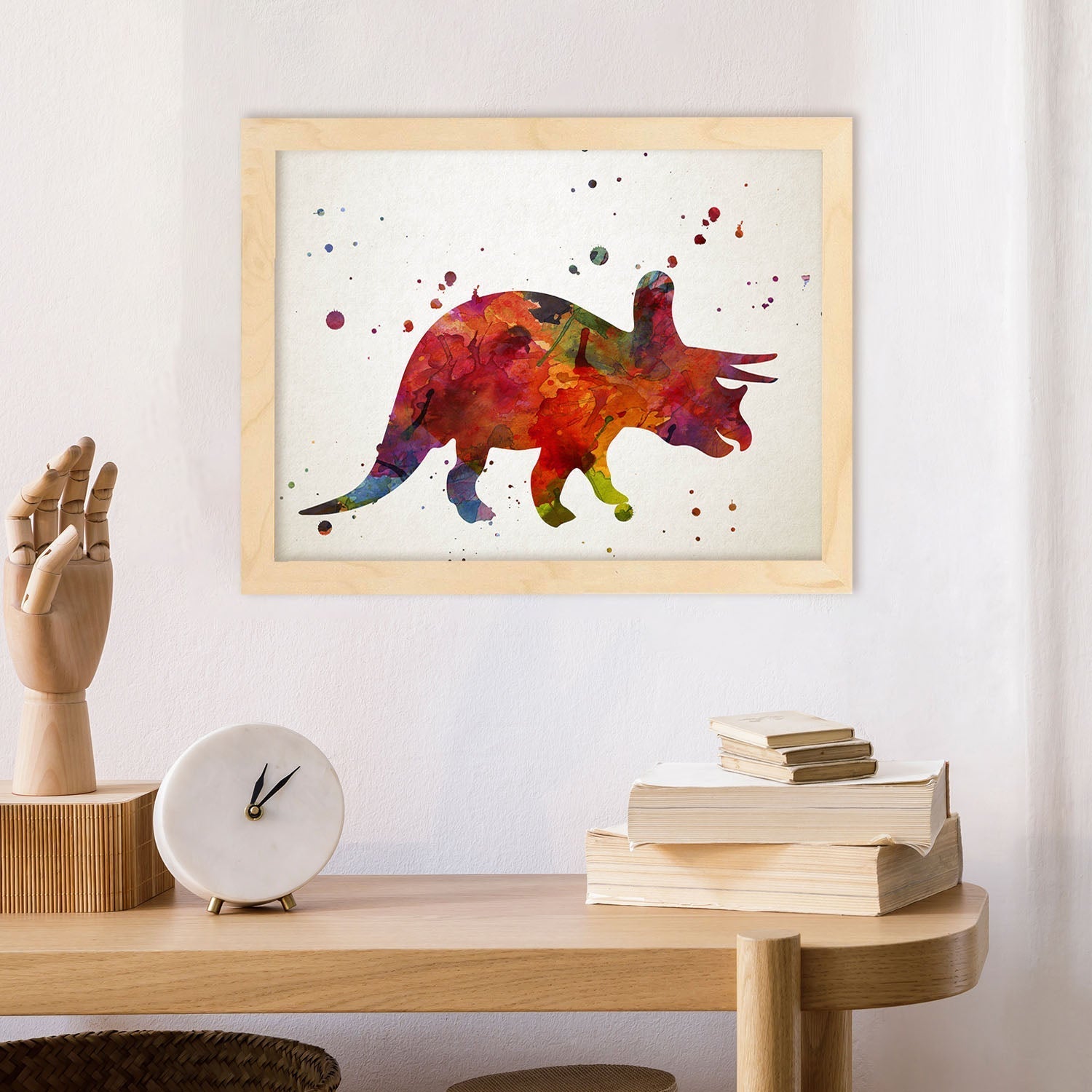 Poster de Styracosarus estilo acuarela. Láminas de animales con estilo acuarela-Artwork-Nacnic-Nacnic Estudio SL