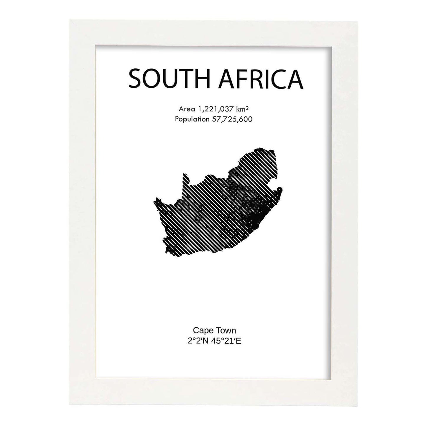 Poster de Sudáfrica. Láminas de paises y continentes del mundo.-Artwork-Nacnic-A3-Marco Blanco-Nacnic Estudio SL