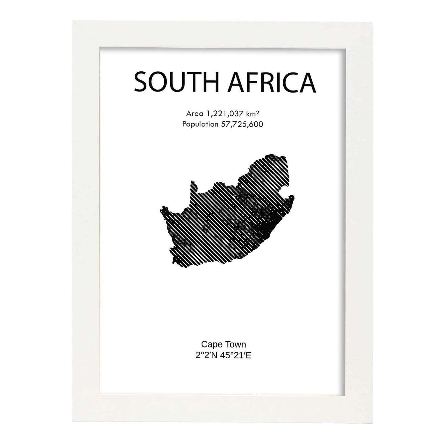 Poster de Sudáfrica. Láminas de paises y continentes del mundo.-Artwork-Nacnic-A3-Marco Blanco-Nacnic Estudio SL