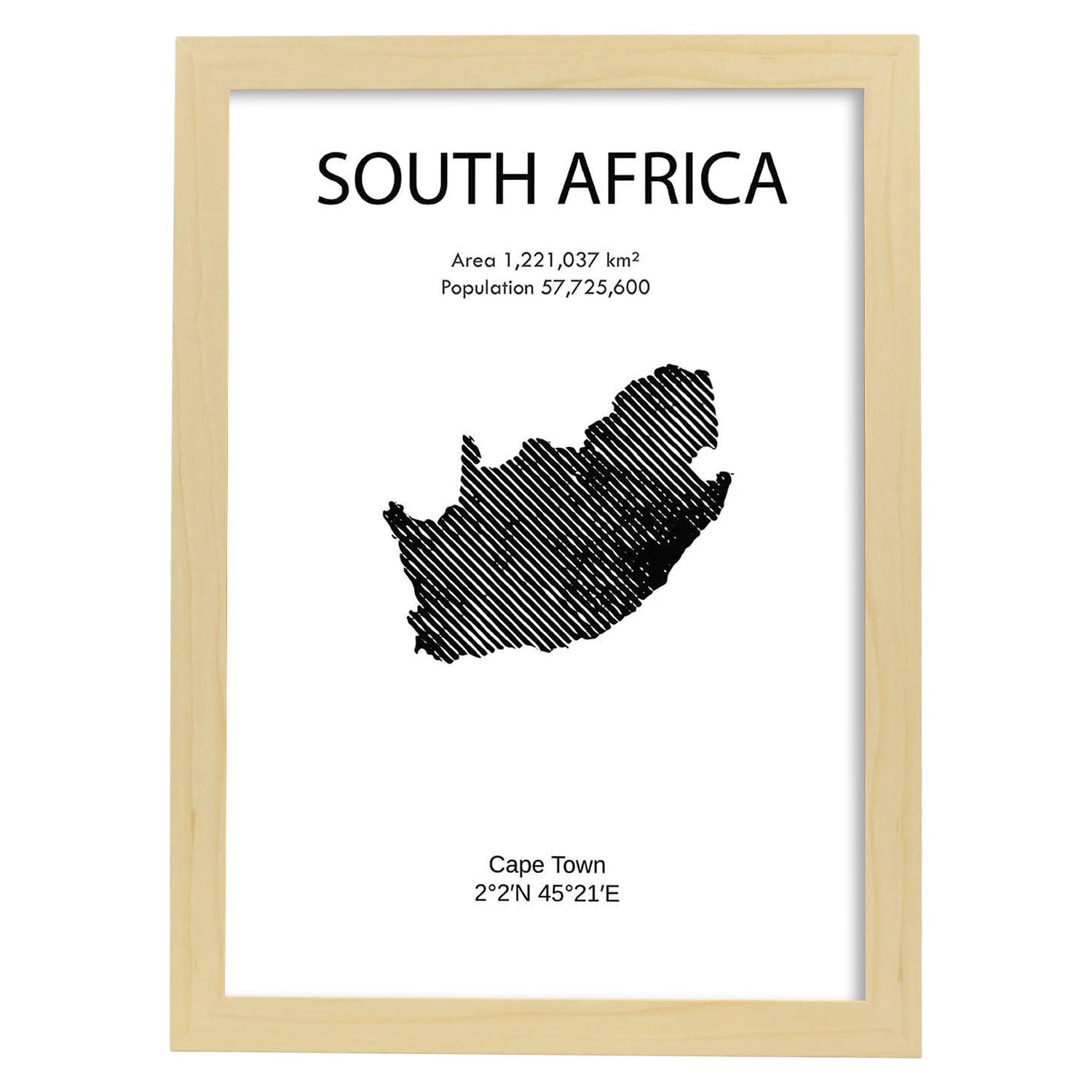 Poster de Sudáfrica. Láminas de paises y continentes del mundo.-Artwork-Nacnic-A3-Marco Madera clara-Nacnic Estudio SL