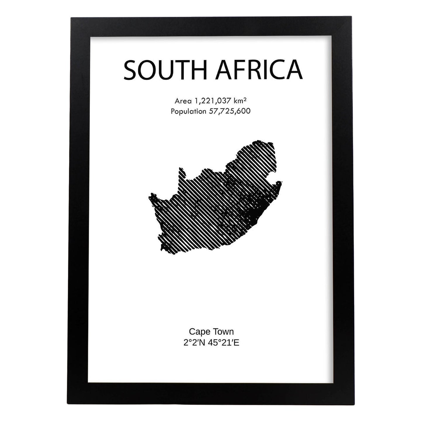 Poster de Sudáfrica. Láminas de paises y continentes del mundo.-Artwork-Nacnic-A3-Marco Negro-Nacnic Estudio SL