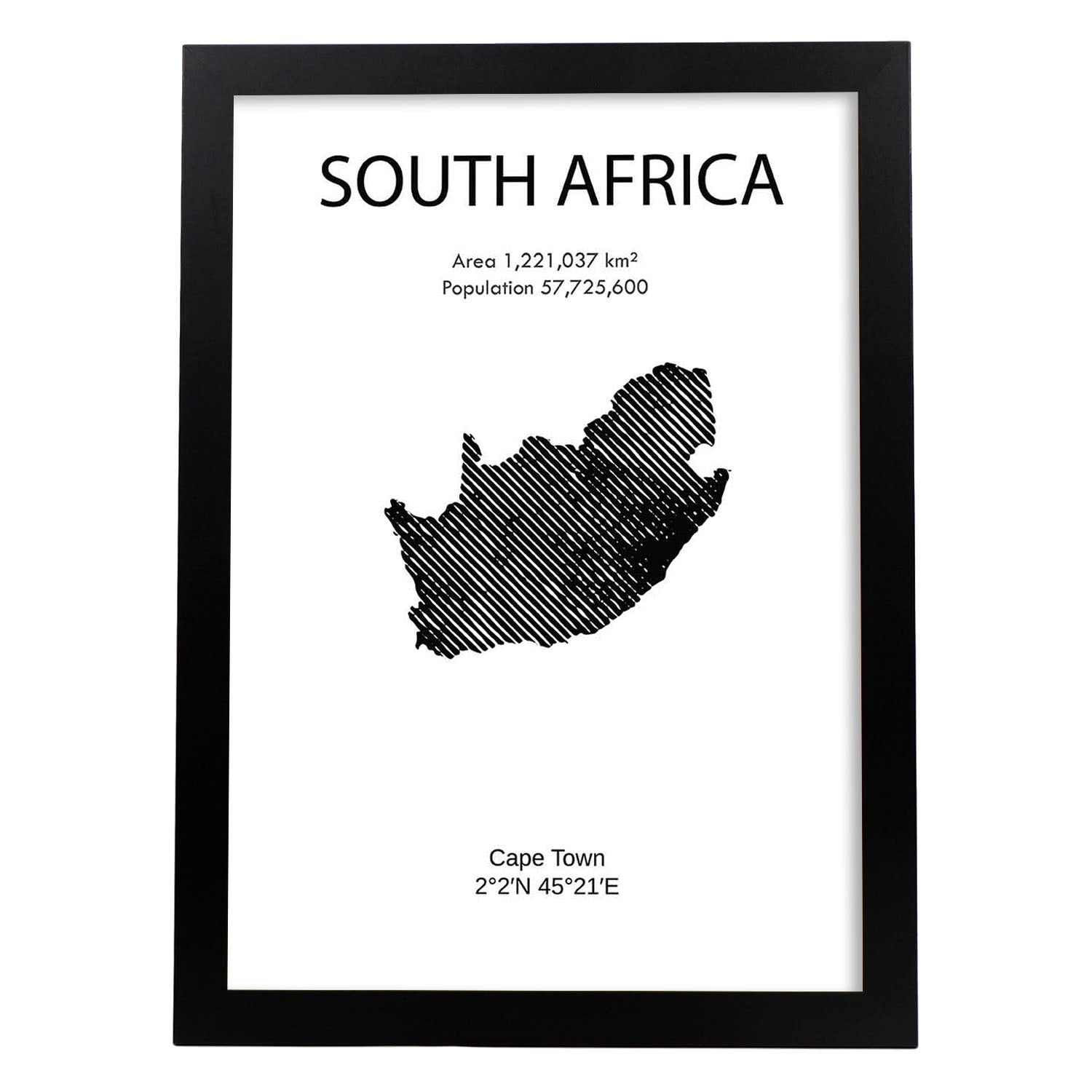 Poster de Sudáfrica. Láminas de paises y continentes del mundo.-Artwork-Nacnic-A3-Marco Negro-Nacnic Estudio SL