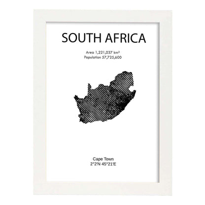 Poster de Sudáfrica. Láminas de paises y continentes del mundo.-Artwork-Nacnic-A4-Marco Blanco-Nacnic Estudio SL
