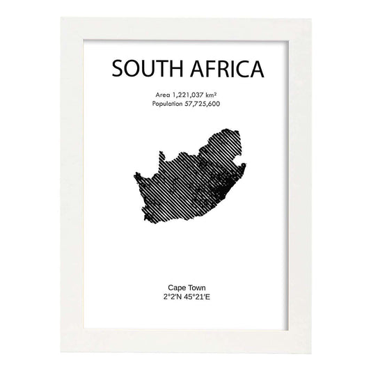 Poster de Sudáfrica. Láminas de paises y continentes del mundo.-Artwork-Nacnic-A4-Marco Blanco-Nacnic Estudio SL