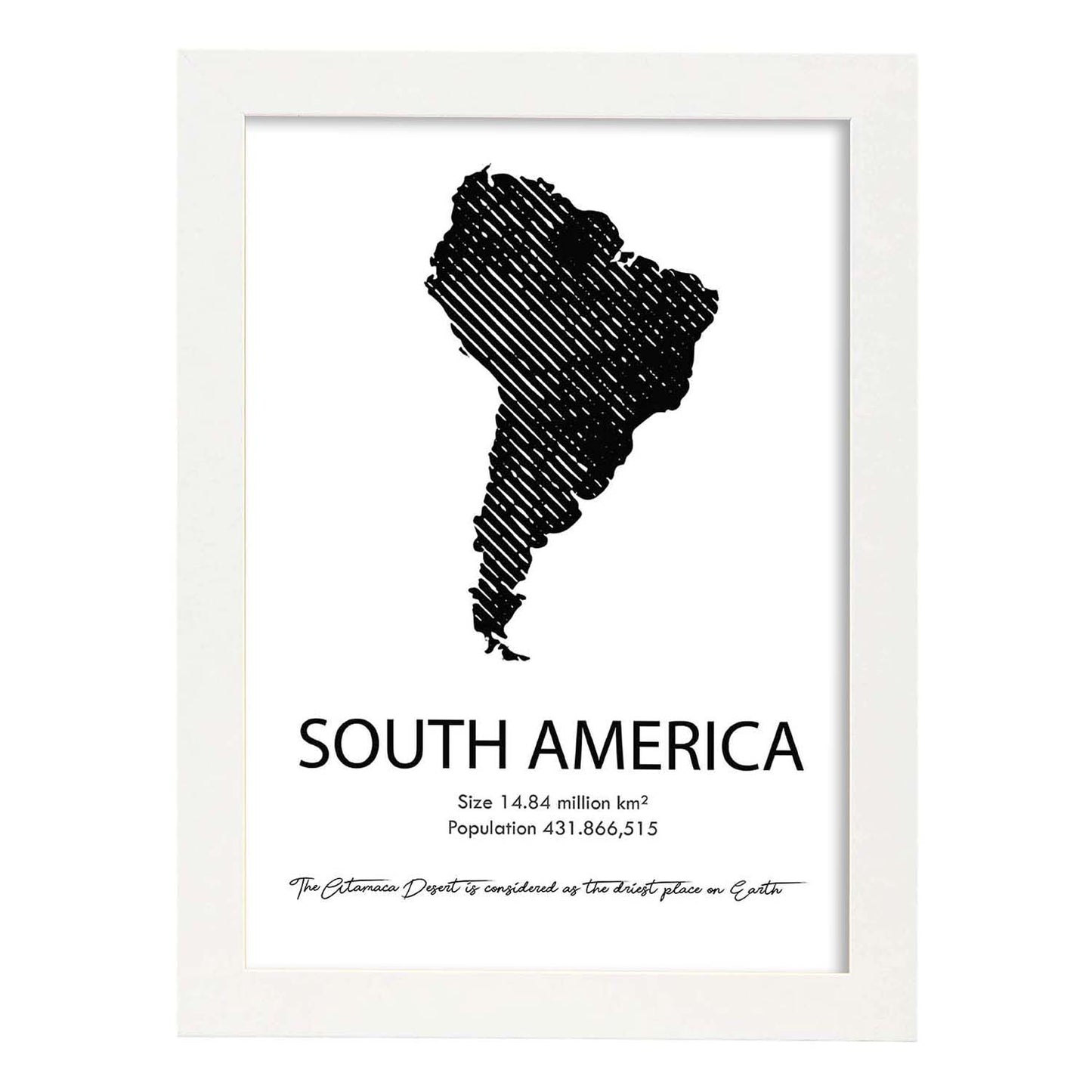 Poster de Sudamérica. Láminas de paises y continentes del mundo.-Artwork-Nacnic-A3-Marco Blanco-Nacnic Estudio SL