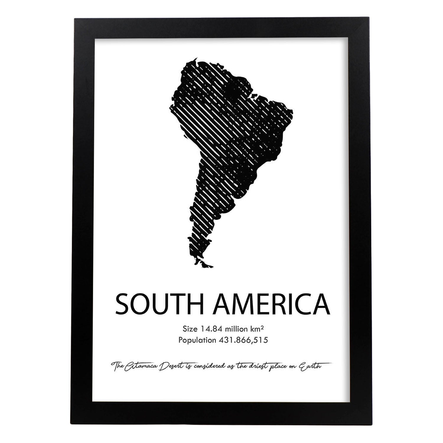 Poster de Sudamérica. Láminas de paises y continentes del mundo.-Artwork-Nacnic-A3-Marco Negro-Nacnic Estudio SL