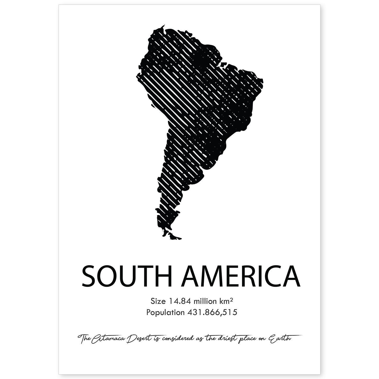 Poster de Sudamérica. Láminas de paises y continentes del mundo.-Artwork-Nacnic-A4-Sin marco-Nacnic Estudio SL