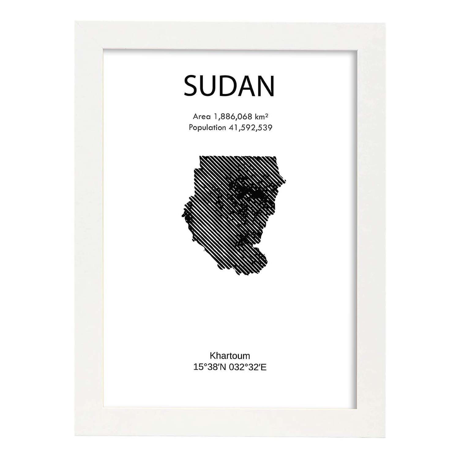 Poster de Sudán. Láminas de paises y continentes del mundo.-Artwork-Nacnic-A3-Marco Blanco-Nacnic Estudio SL