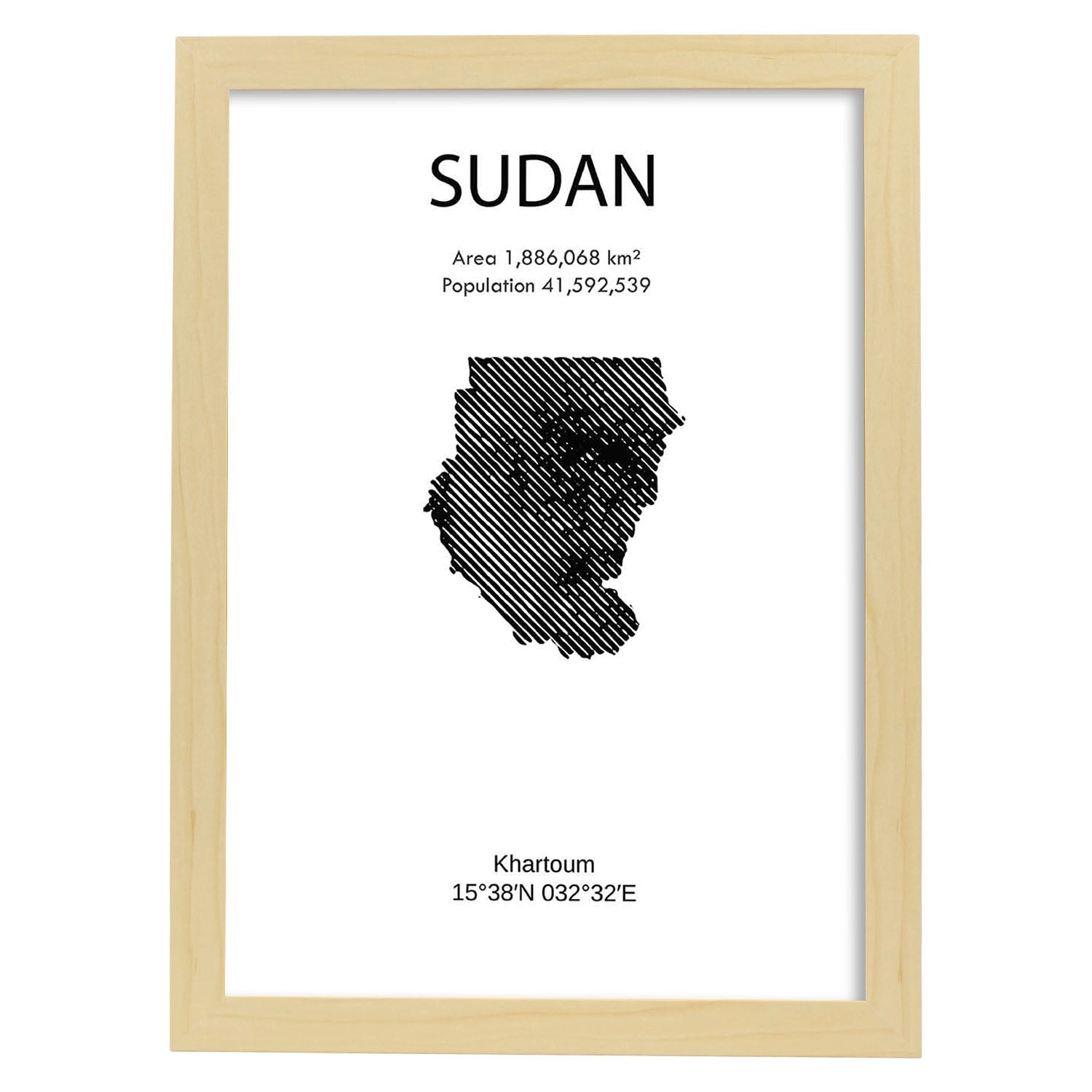 Poster de Sudán. Láminas de paises y continentes del mundo.-Artwork-Nacnic-A3-Marco Madera clara-Nacnic Estudio SL