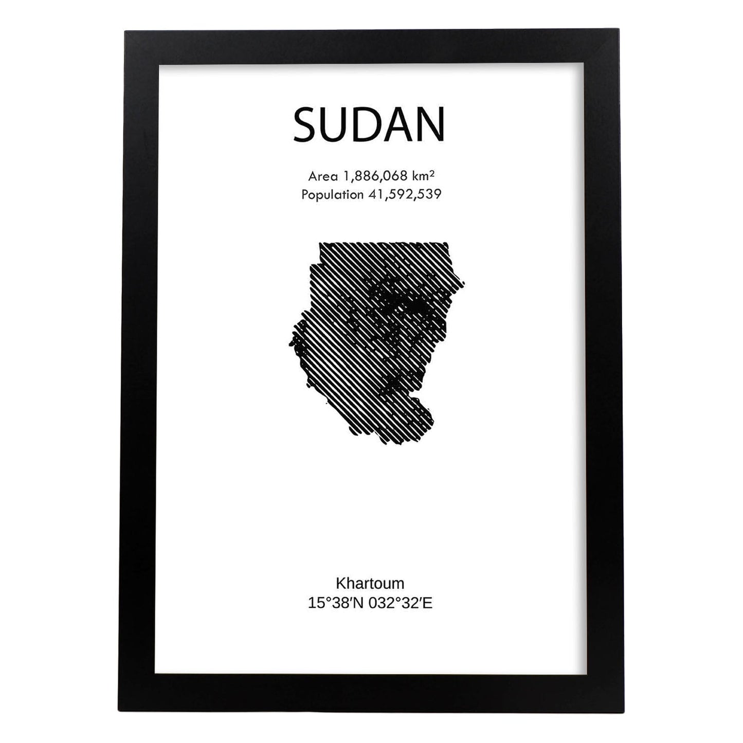 Poster de Sudán. Láminas de paises y continentes del mundo.-Artwork-Nacnic-A3-Marco Negro-Nacnic Estudio SL