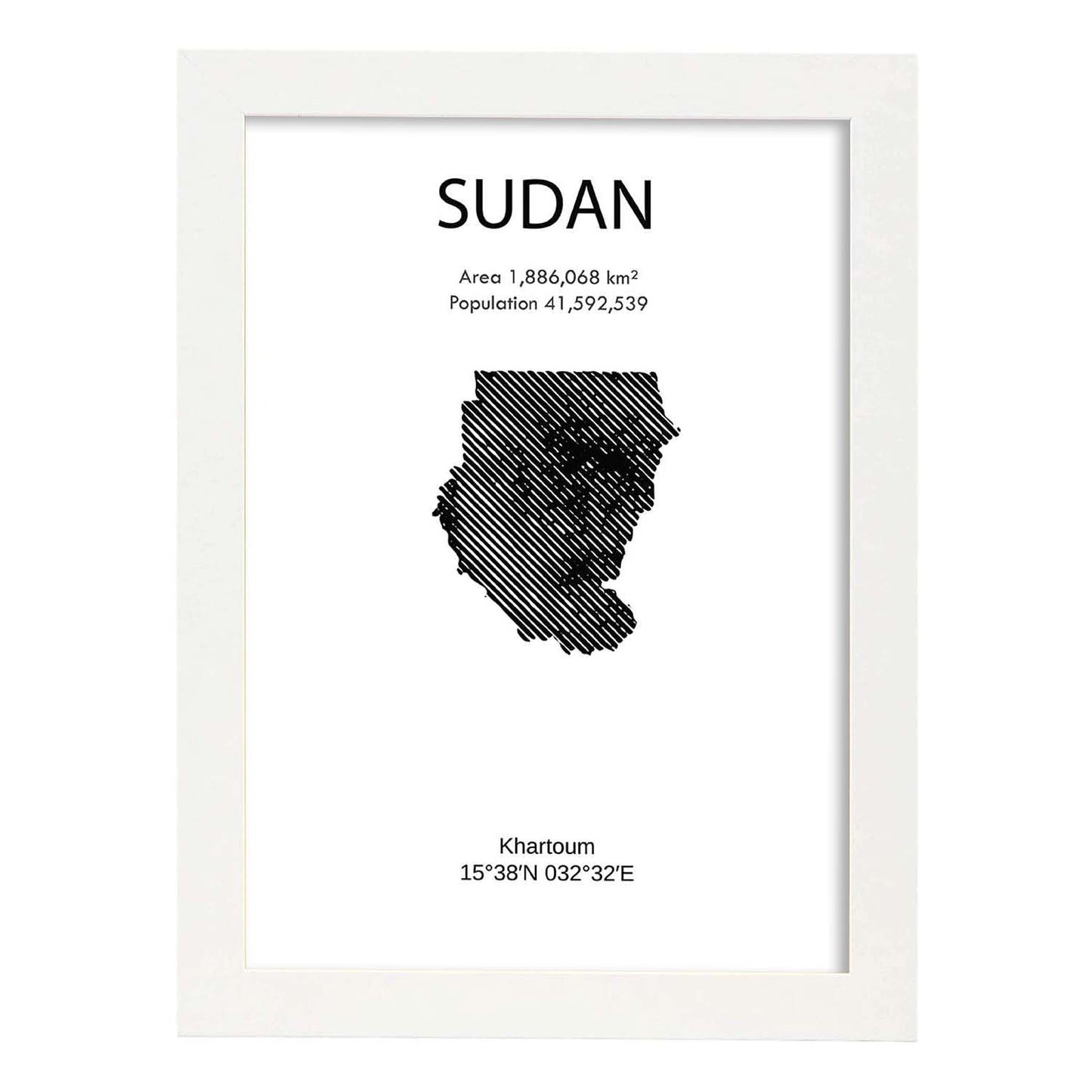 Poster de Sudán. Láminas de paises y continentes del mundo.-Artwork-Nacnic-A4-Marco Blanco-Nacnic Estudio SL