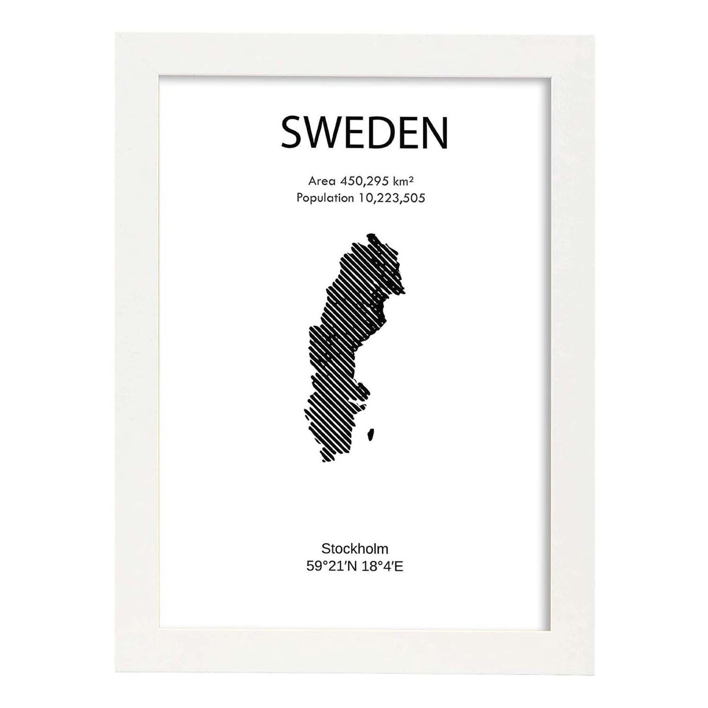 Poster de Suecia. Láminas de paises y continentes del mundo.-Artwork-Nacnic-A3-Marco Blanco-Nacnic Estudio SL
