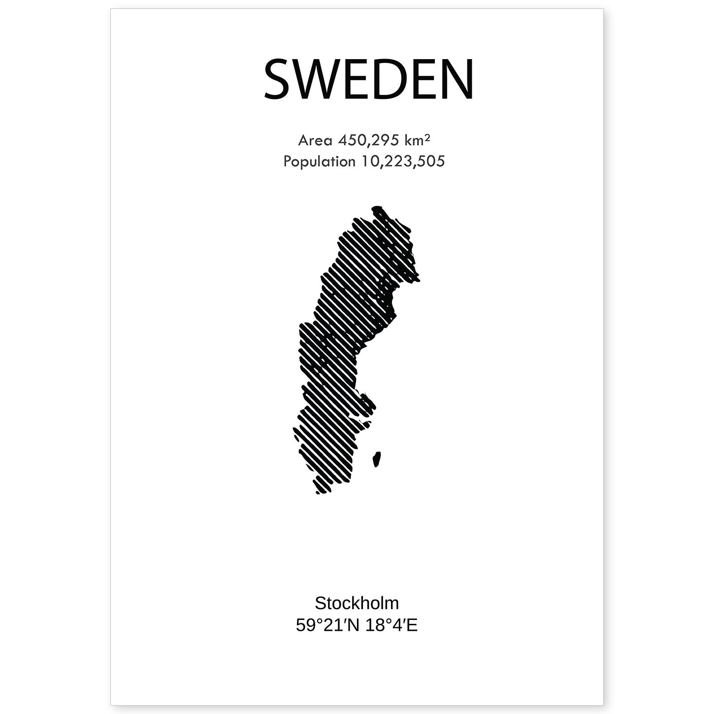 Poster de Suecia. Láminas de paises y continentes del mundo.-Artwork-Nacnic-A4-Sin marco-Nacnic Estudio SL