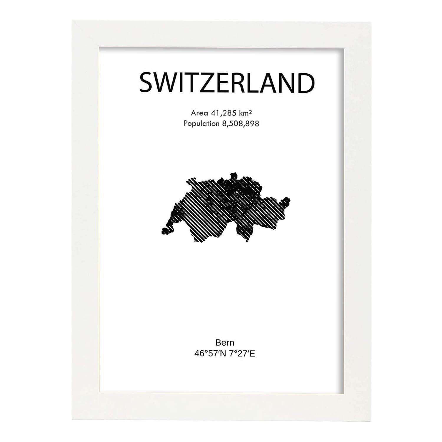 Poster de Suiza. Láminas de paises y continentes del mundo.-Artwork-Nacnic-A4-Marco Blanco-Nacnic Estudio SL