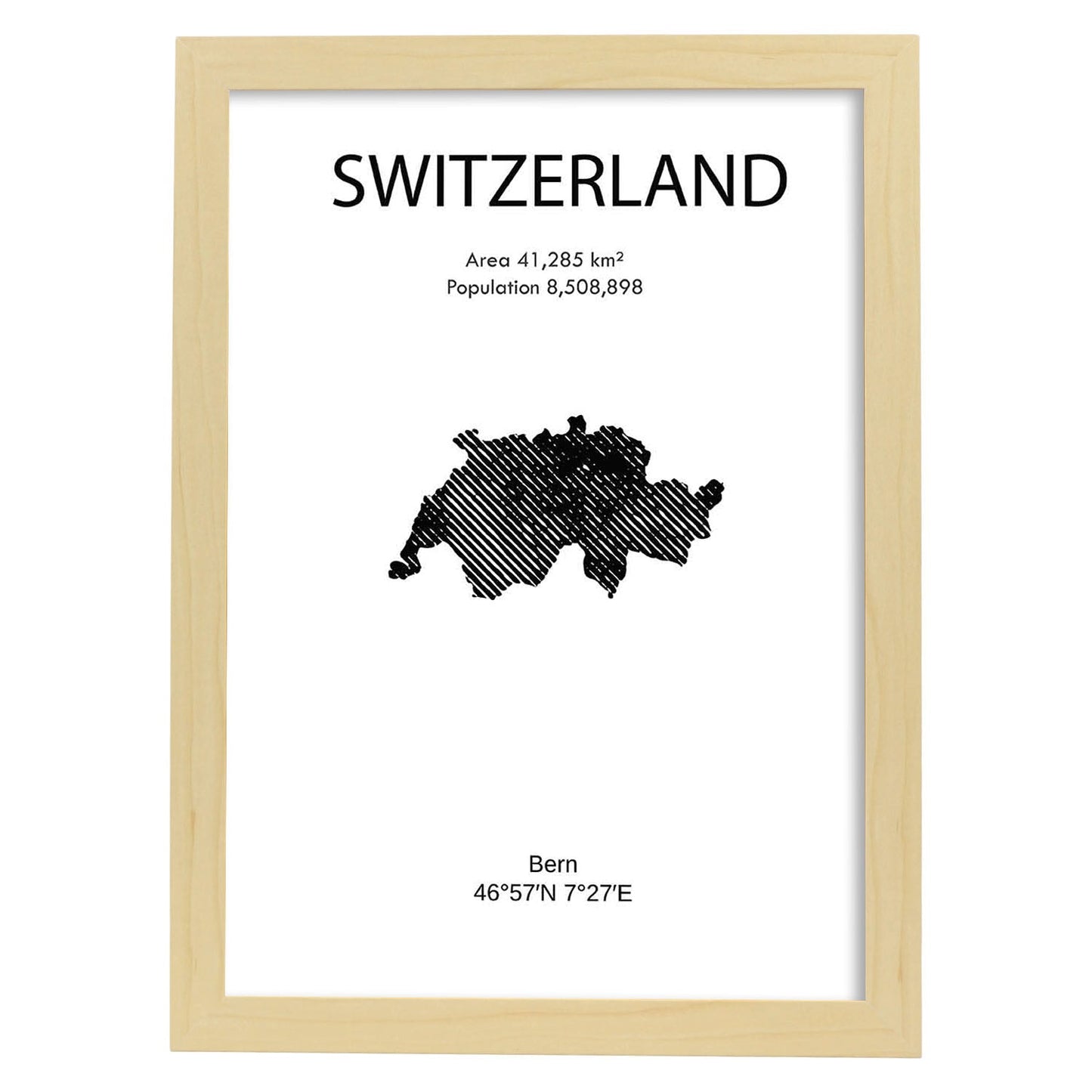 Poster de Suiza. Láminas de paises y continentes del mundo.-Artwork-Nacnic-A4-Marco Madera clara-Nacnic Estudio SL
