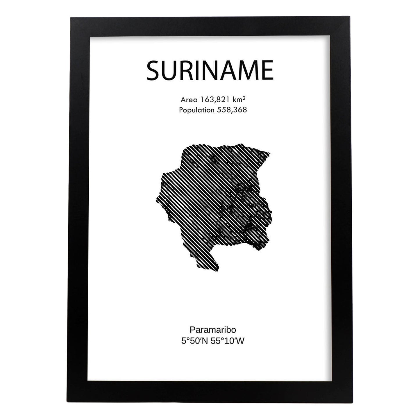 Poster de Surinam. Láminas de paises y continentes del mundo.-Artwork-Nacnic-A3-Marco Negro-Nacnic Estudio SL