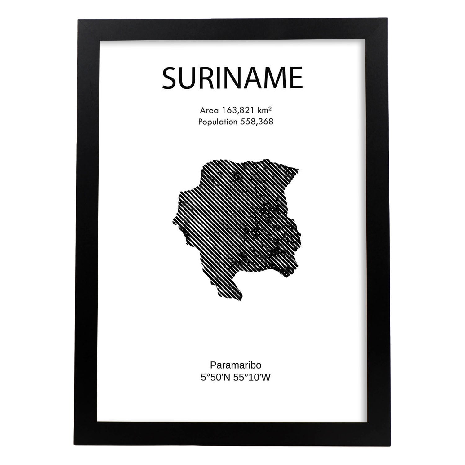 Poster de Surinam. Láminas de paises y continentes del mundo.-Artwork-Nacnic-A3-Marco Negro-Nacnic Estudio SL