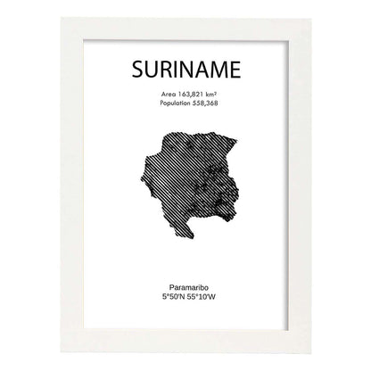 Poster de Surinam. Láminas de paises y continentes del mundo.-Artwork-Nacnic-A4-Marco Blanco-Nacnic Estudio SL