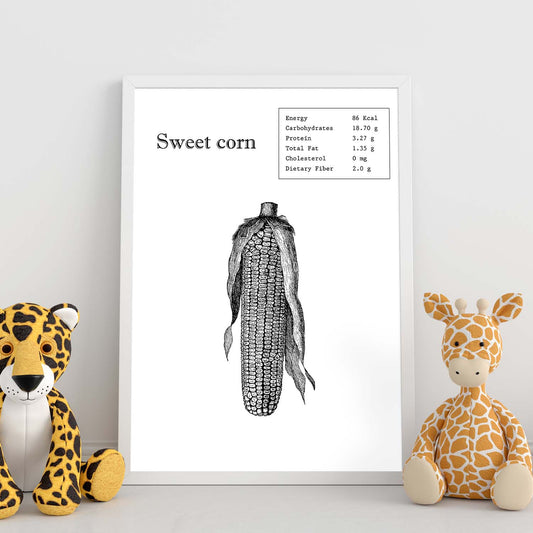 Poster de Sweet corn. Láminas de frutas y verduras en inglés.-Artwork-Nacnic-Nacnic Estudio SL