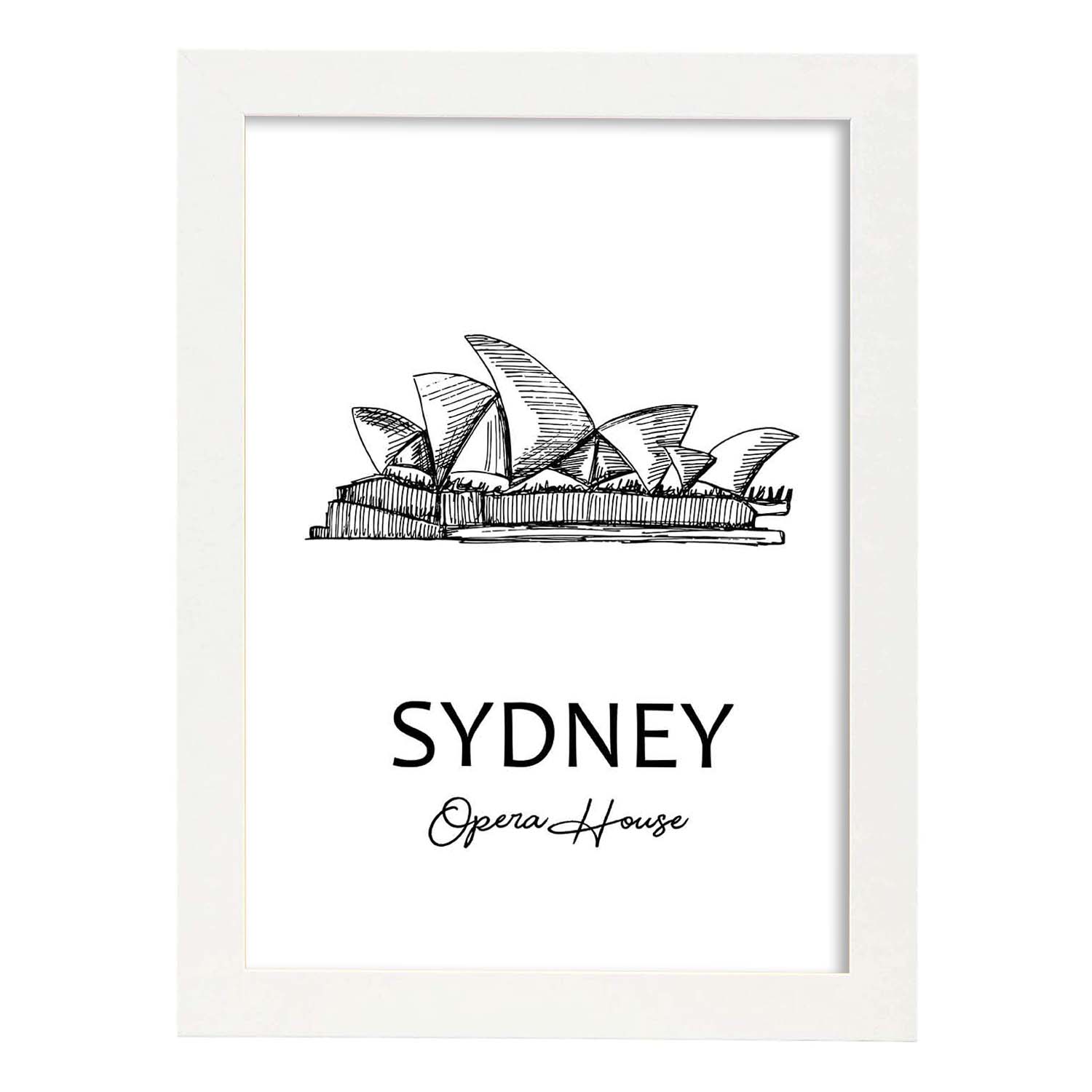 Poster de Sydney - Casa de la ópera. Láminas con monumentos de ciudades.-Artwork-Nacnic-A3-Marco Blanco-Nacnic Estudio SL