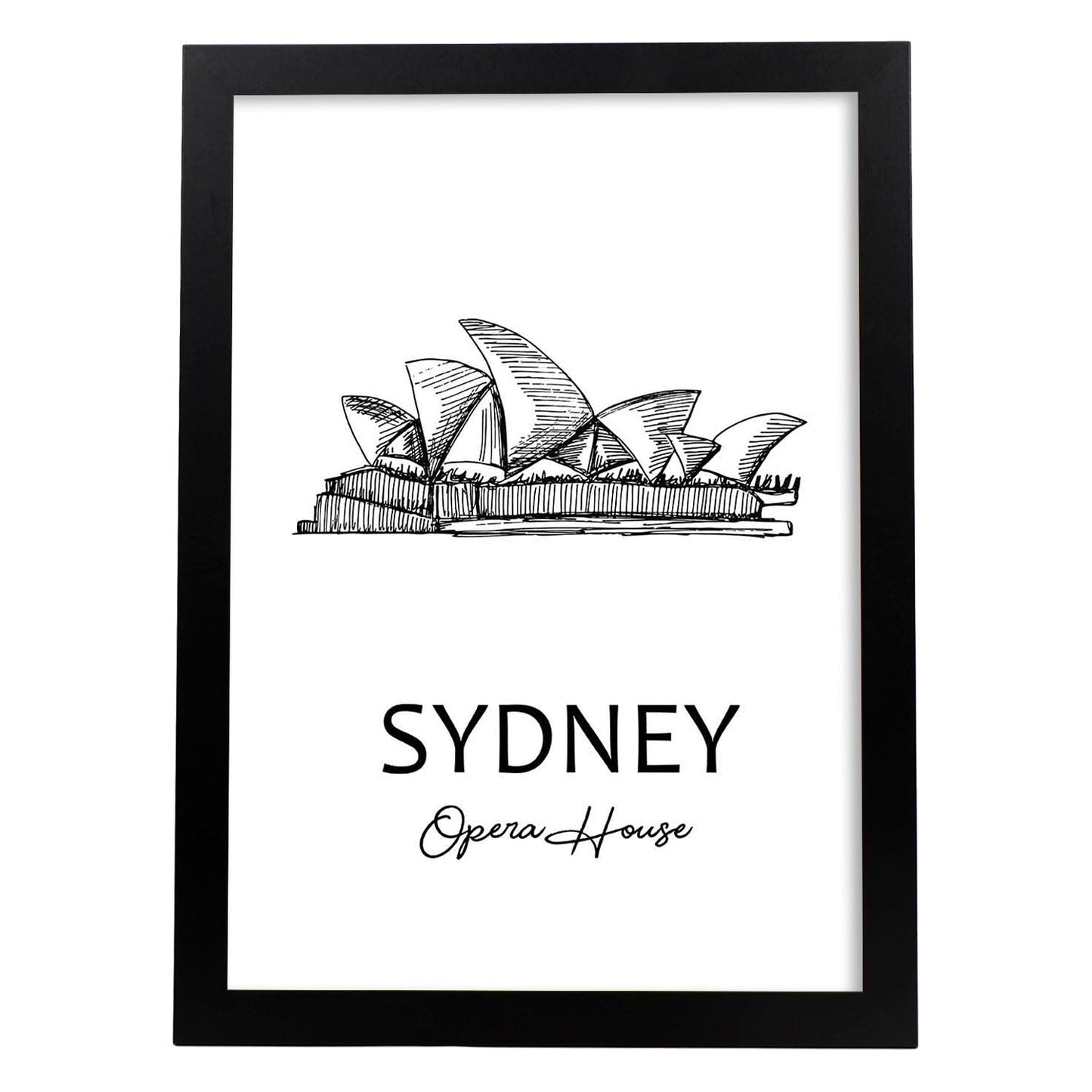Poster de Sydney - Casa de la ópera. Láminas con monumentos de ciudades.-Artwork-Nacnic-A3-Marco Negro-Nacnic Estudio SL