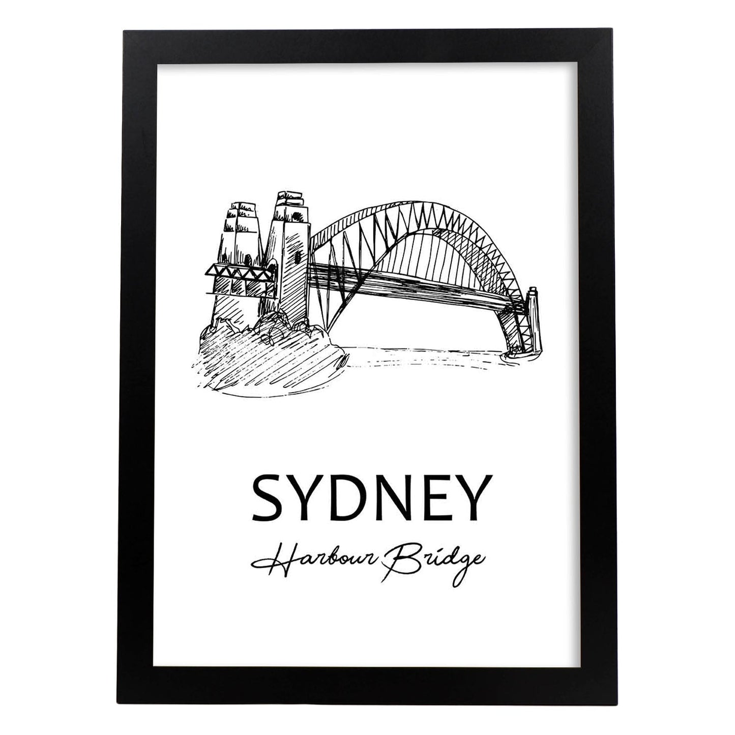 Poster de Sydney - Puente de la bahía. Láminas con monumentos de ciudades.-Artwork-Nacnic-A3-Marco Negro-Nacnic Estudio SL