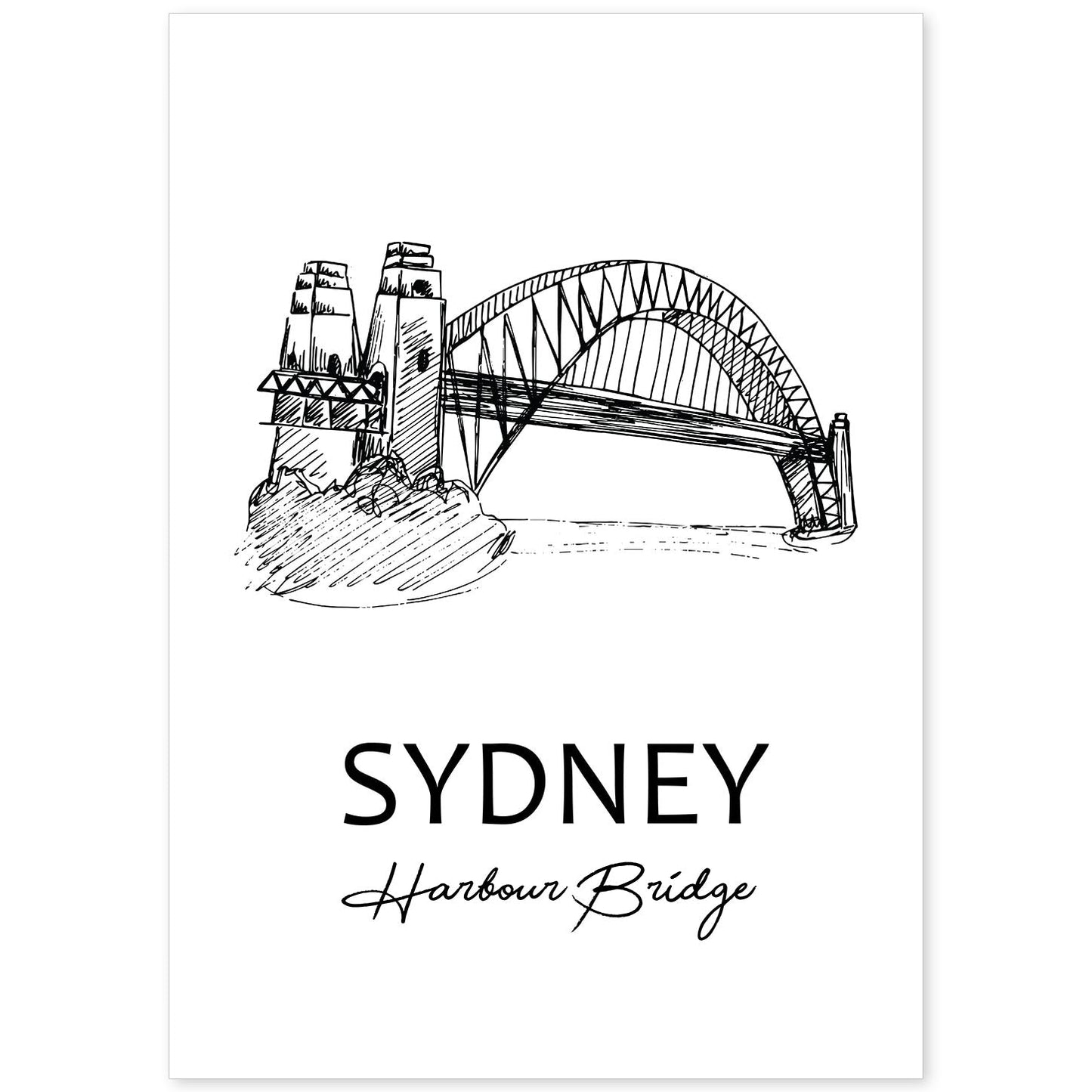 Poster de Sydney - Puente de la bahía. Láminas con monumentos de ciudades.-Artwork-Nacnic-A4-Sin marco-Nacnic Estudio SL